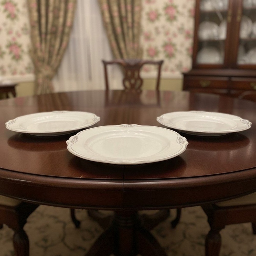 Homer Laughlin Virginia Rose Silver Pattern 3 Bread Plates *
